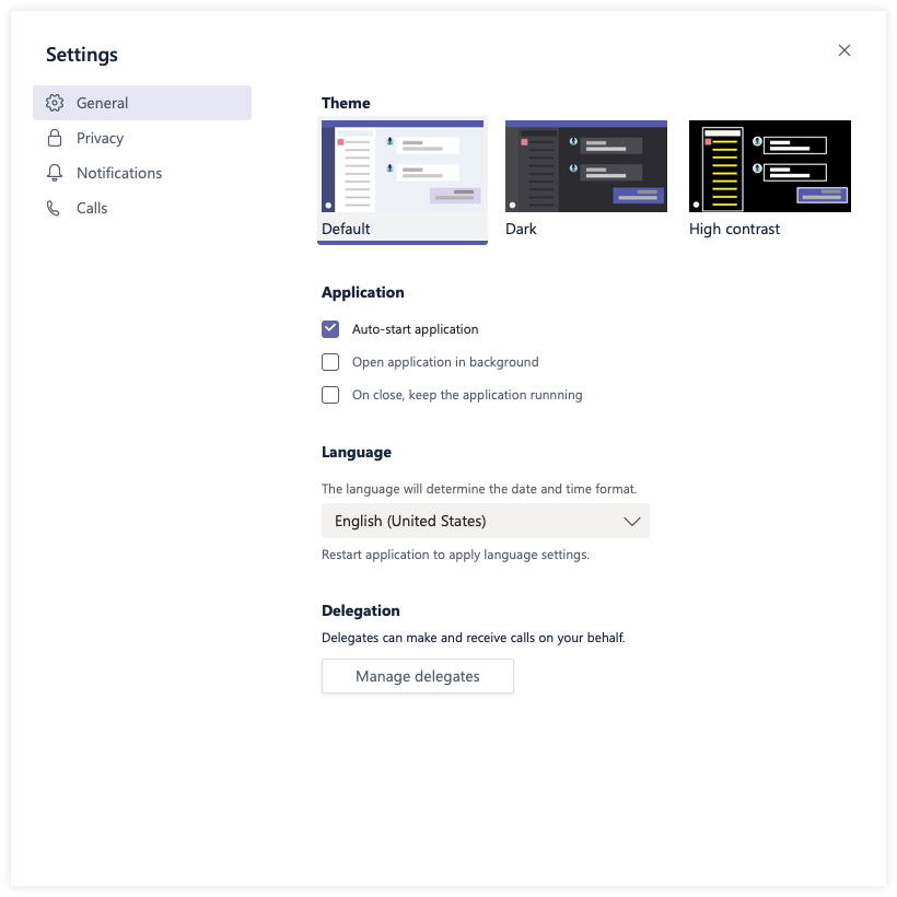 General settings